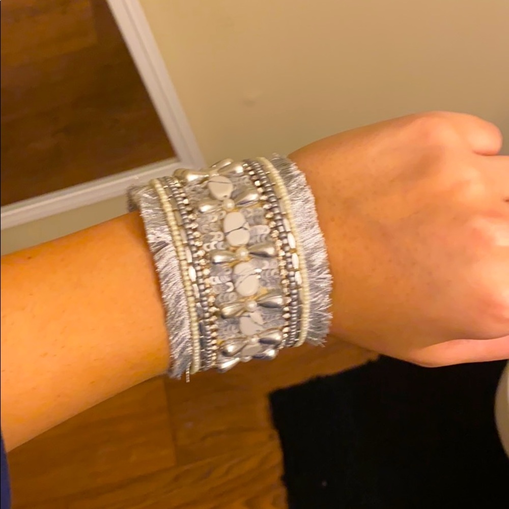 Silver thick cuff bracelet